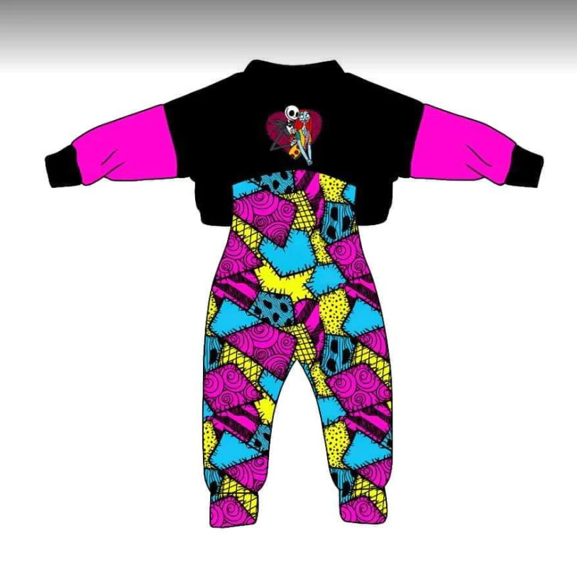 (Custom Design Preorder MOQ 5) Halloween Movie Characters Girls Jumpsuits Clothes Set