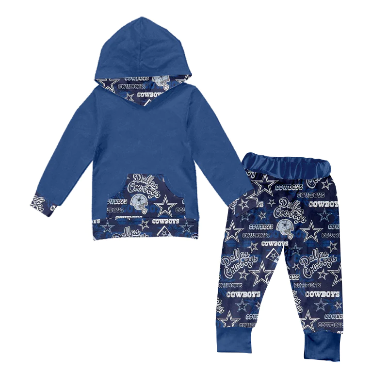 (Custom Design Preorder MOQ 5) Navy football team's print boys hoodie fall clothes set