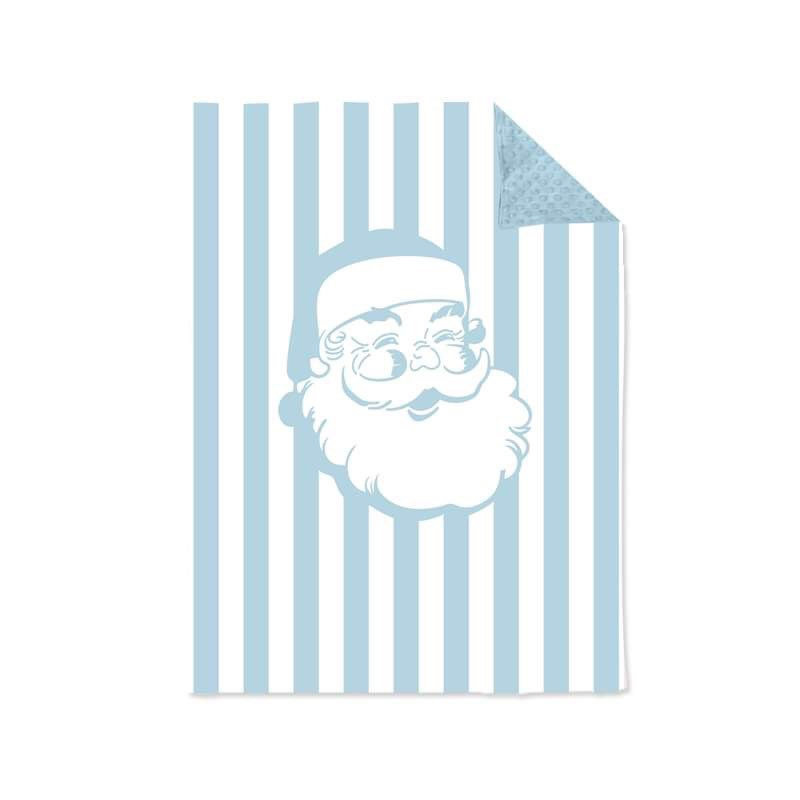 (Custom Design Preorder MOQ 5)  Christmas Santa blue stripes print baby boys blanket