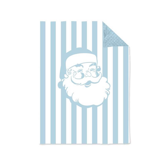 (Custom Design Preorder MOQ 5)  Christmas Santa blue stripes print baby boys blanket