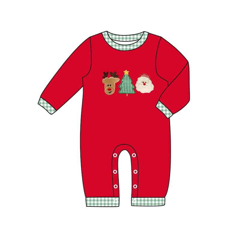 (Custom Design Preorder MOQ 5)Deer Print Baby Christmas Romper