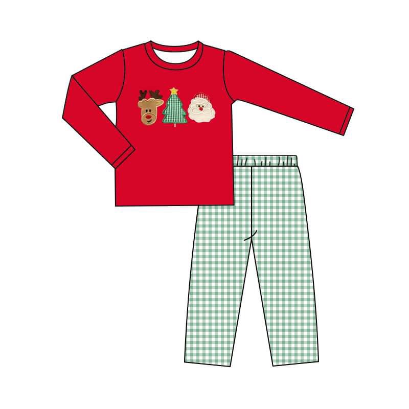 (Custom Design Preorder MOQ 5) Deer Print Boys Christmas Clothes Set