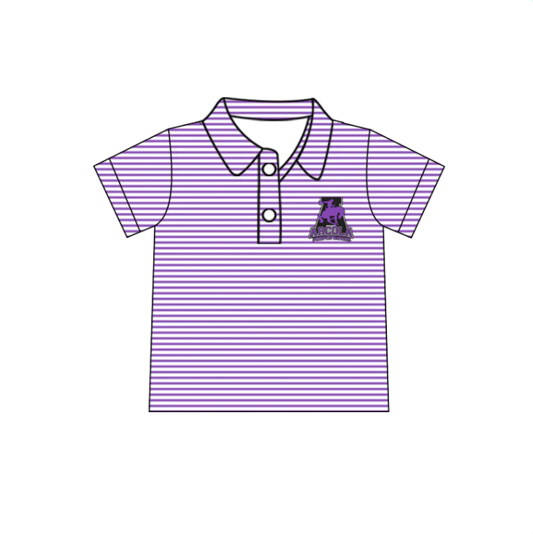 (Custom Design MOQ 5)  Boys purple stripes football team's polo tee shirts top