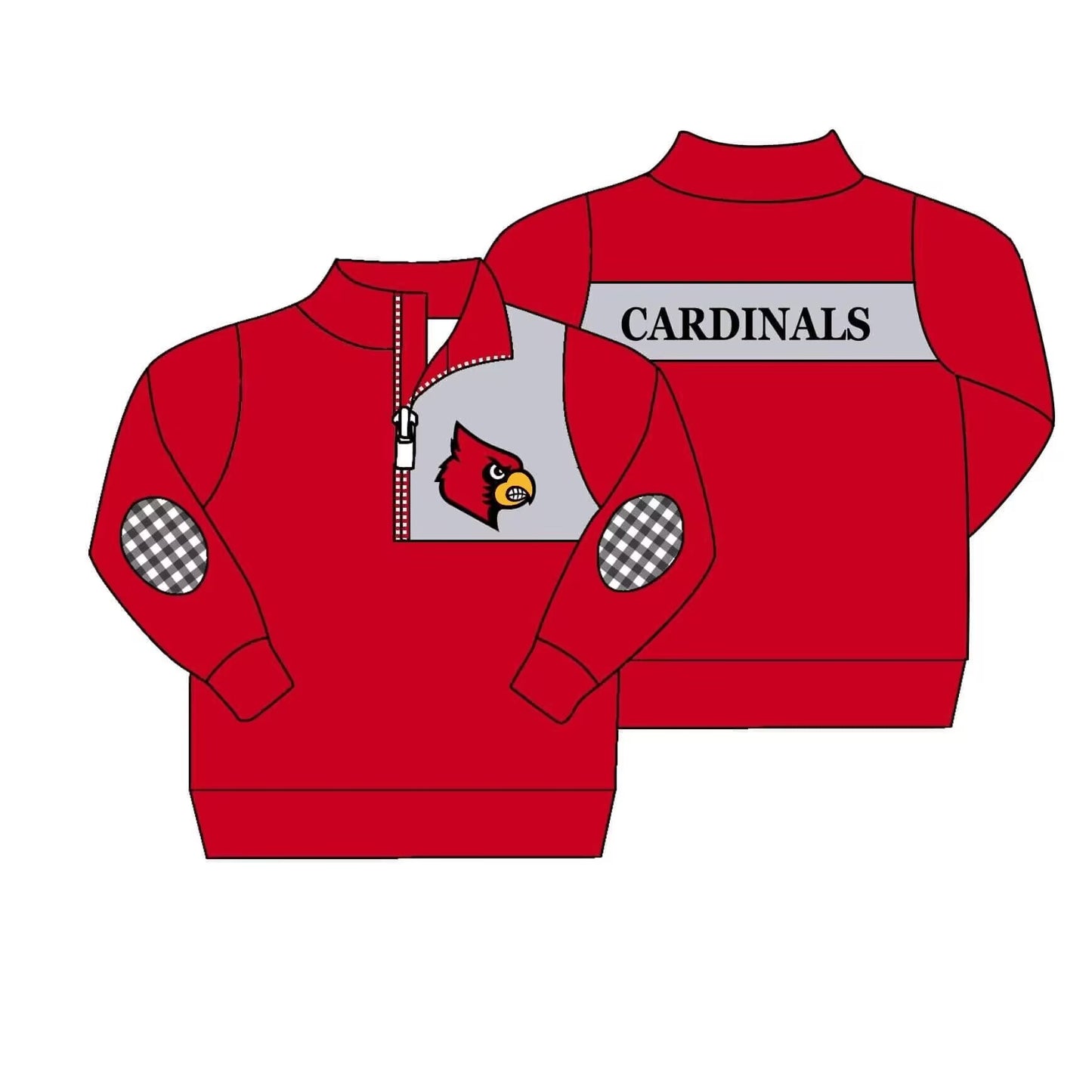 (Custom Design MOQ 5)  Boys red football team's long sleeve zipper pullover shirts