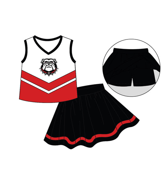 (Custom Design MOQ 5)  Girls Black Football Team's Skirts With The Shorts Clothes Sets