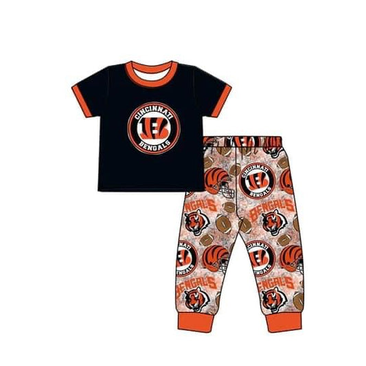 (Custom Design MOQ 5) Orange Football Team's Boys Clothes Set