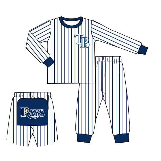 (Custom Design Preorder MOQ 5)Navy Sports Team's TB Pajamas Kids Clothes Set