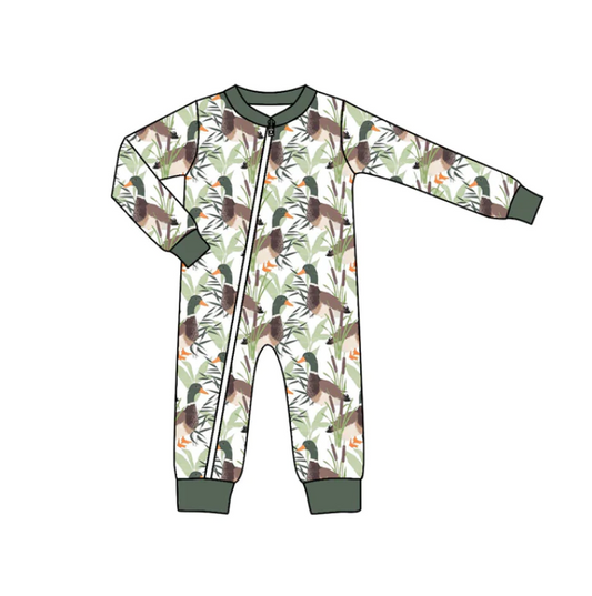 (Custom Design MOQ 5) Duck Baby Boys Zip Romper