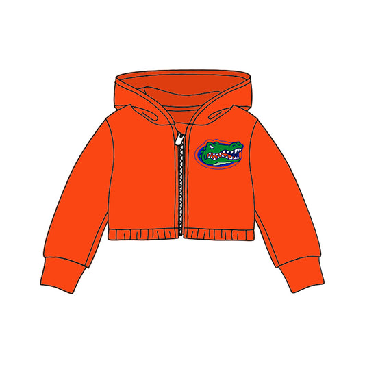 (Custom Design MOQ 5) Orange Football Team's Print Hoodie Jacket Top