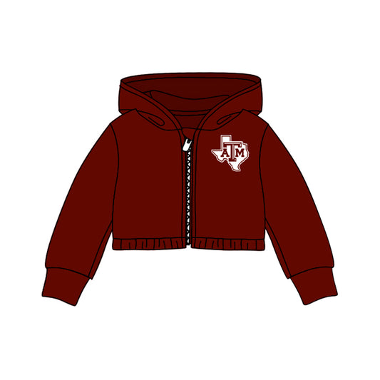 (Custom Design MOQ 5) Wine Football Team's Print Hoodie Jacket Top