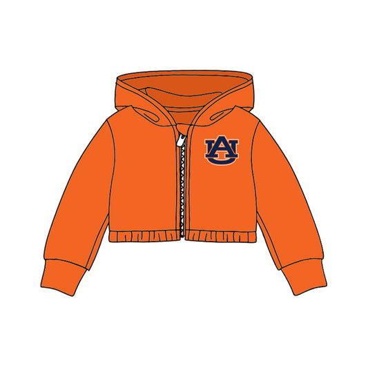 (Custom Design MOQ 5) Orange AU Football Team's Print Hoodie Jacket Top