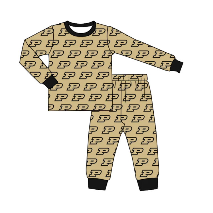 (Custom Design MOQ 5) P Football Team's Kids Pajamas Clothes Set