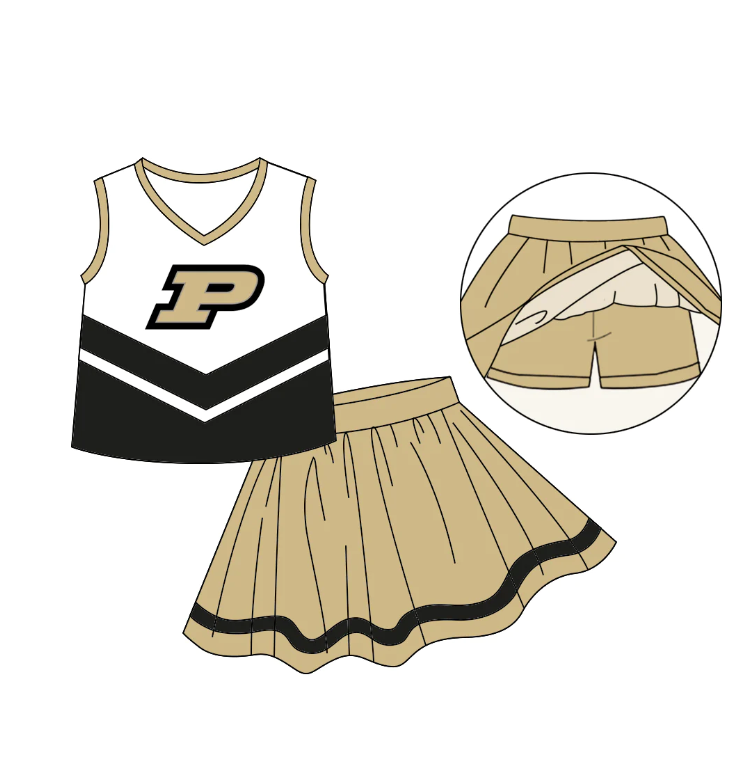 (Custom Design MOQ 5) P Football Team's Skirts With The Shorts Girls Clothes Sets