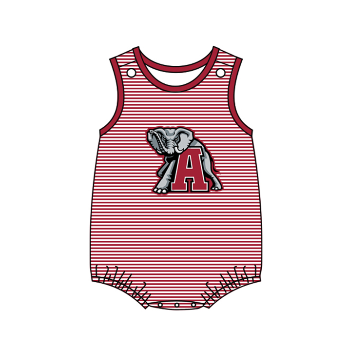 (Custom Design MOQ 5)  Wine Football Team's Print Infant Baby Boys Bubble Romper