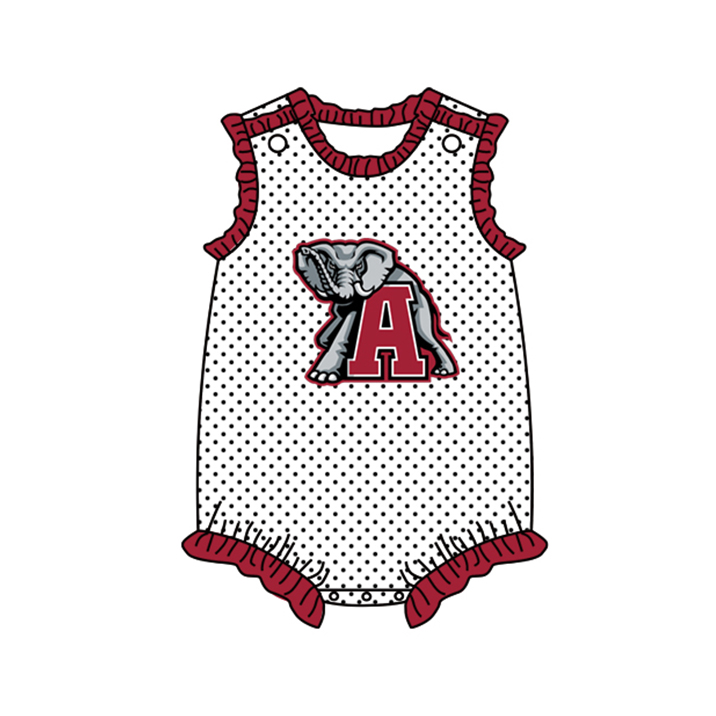 (Custom Design Preorder MOQ 5) Wine Football Team's Print Infant Baby Girls Bubble Romper