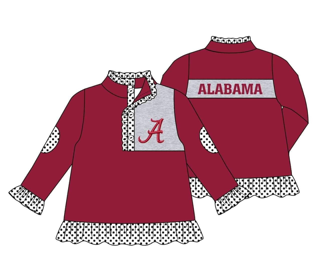 (Custom Design MOQ 5) Girls A football team's long sleeve button pullover shirts