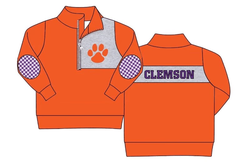 (Custom Design MOQ 5) Boys Orange football team's long sleeve zipper pullover shirts