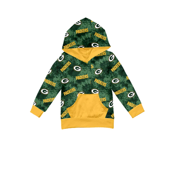 (Custom Design MOQ 5) Green Football Team's Print Hoodie Jacket Top