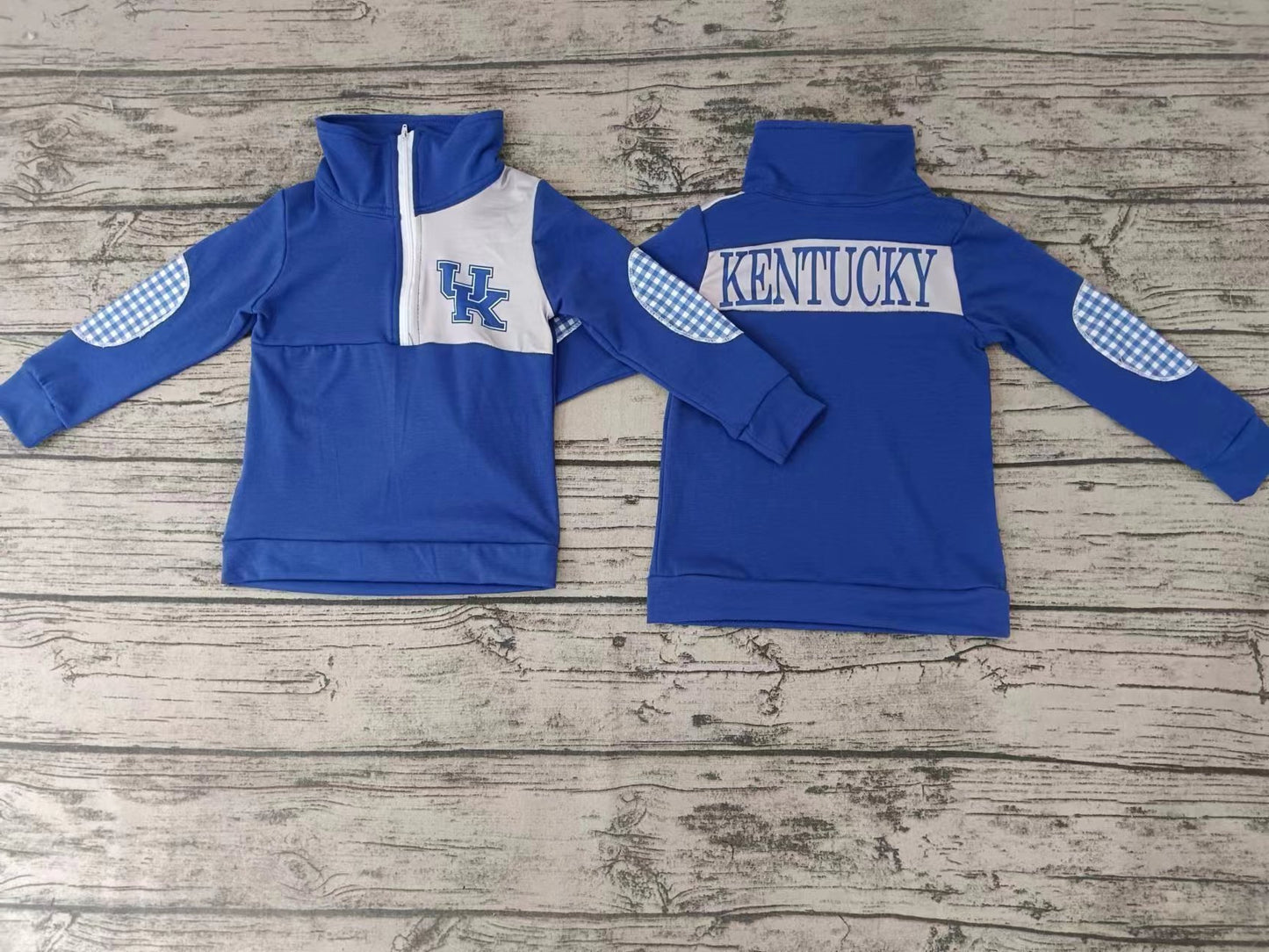 (Custom Design Preorder MOQ 5) Boys blue UK football team's long sleeve zipper pullover shirts