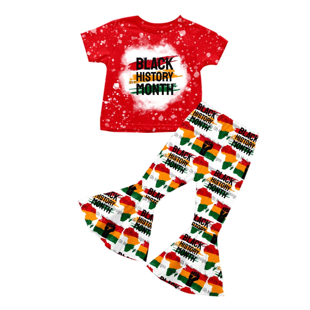 (Custom Design MOQ 5)  Black history Girls Bell Pants Clothes Set