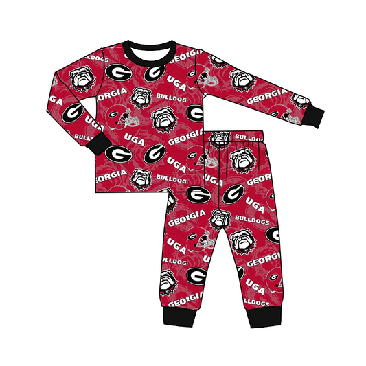 (Custom Design MOQ 5) Wine Football Team's Kids Pajamas Clothes Set