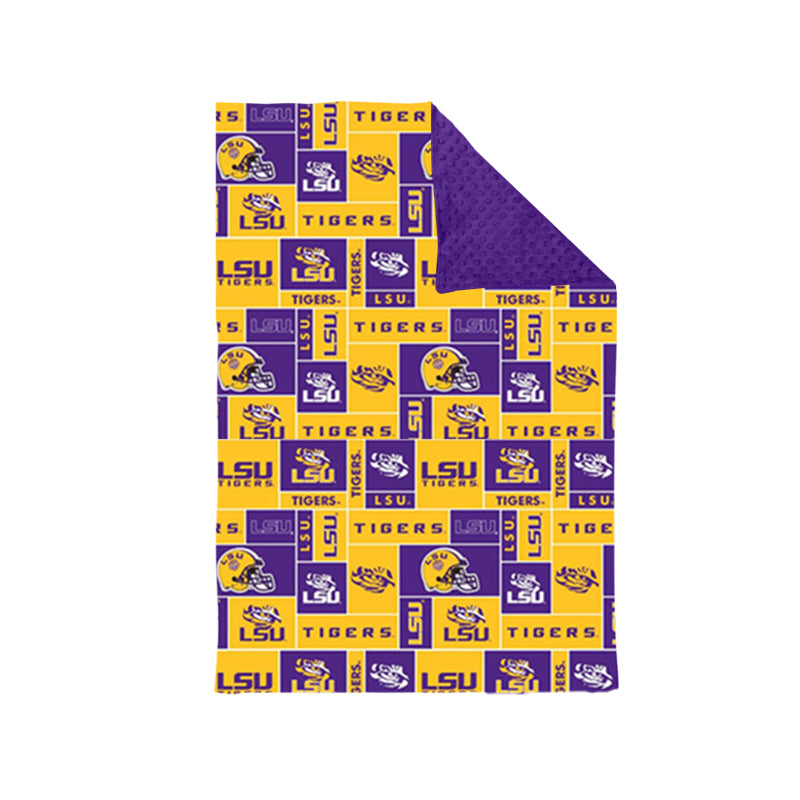 (Custom Design MOQ 5) Purple yellow football team's print baby blanket