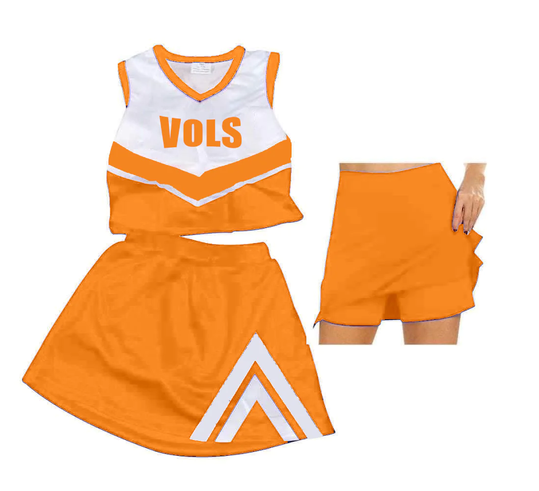 (Custom Design MOQ 5)  Yellow Football Team's Skirts With The Shorts Girls Clothes Sets