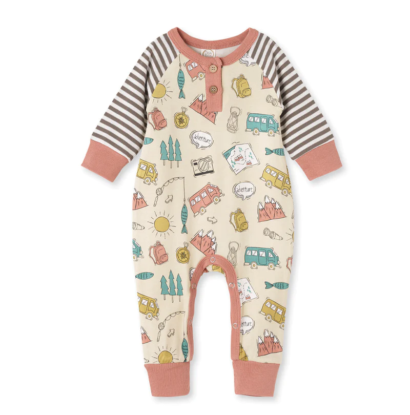 (Custom Design MOQ 5) Camping Print Baby Romper