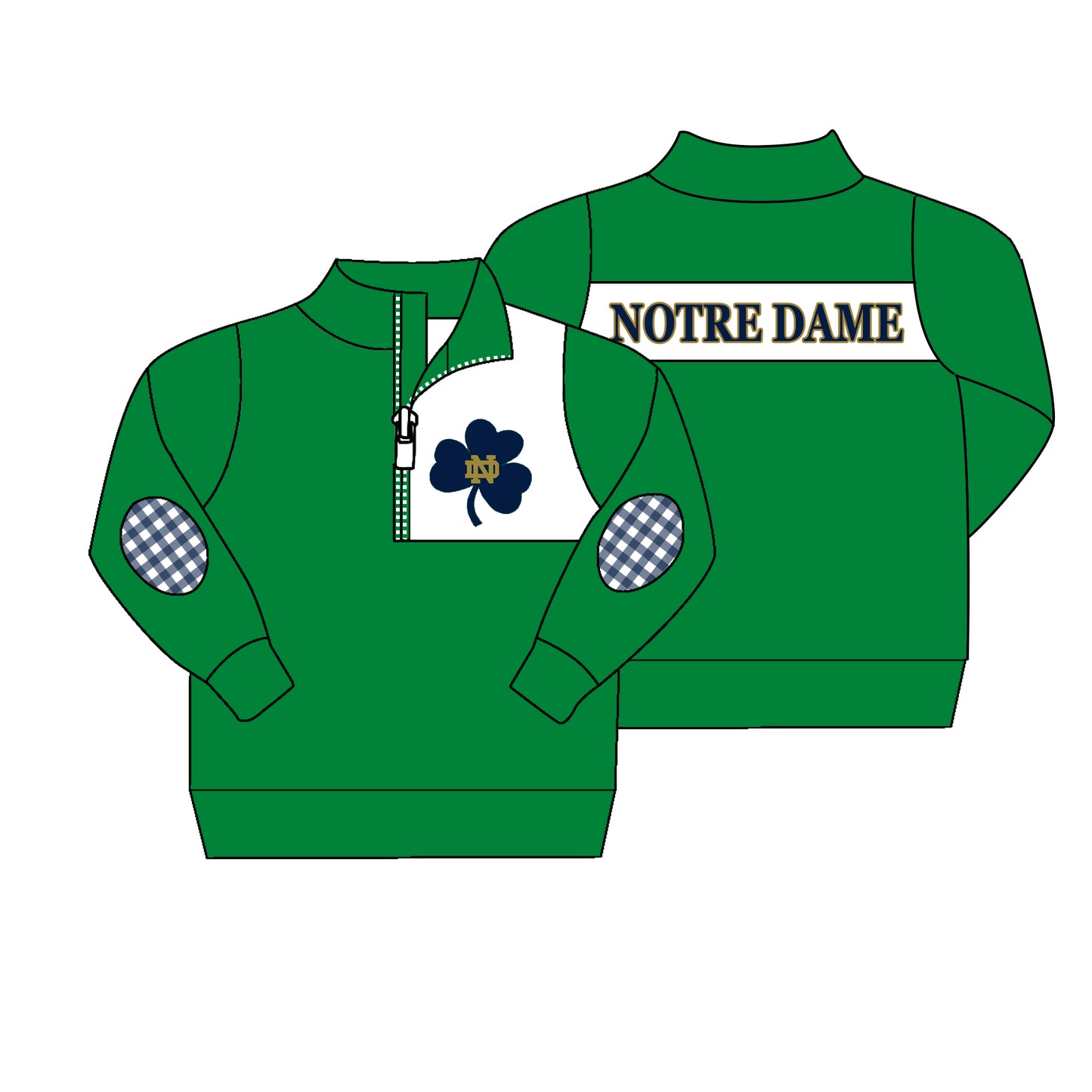 (Custom Design MOQ 5) Boys green football team's long sleeve zipper pullover shirts