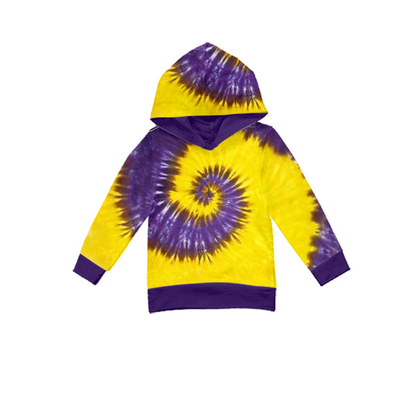 (Custom Design MOQ 5) Purple Yellow Tie-dye Tee Shirts Hoodie Top