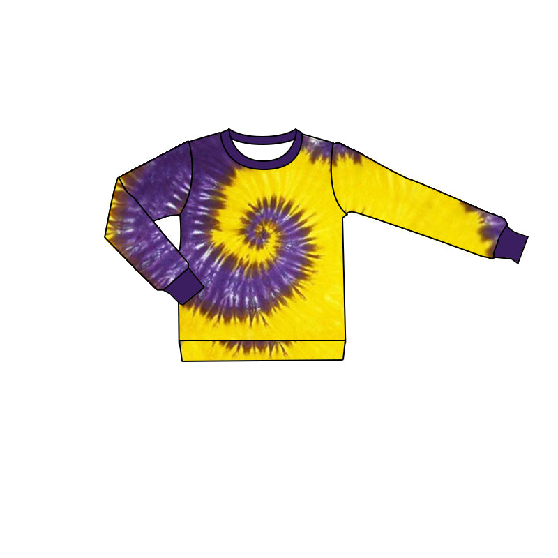 (Custom Design MOQ 5) Purple Yellow Tie-dye Tee Shirts Top