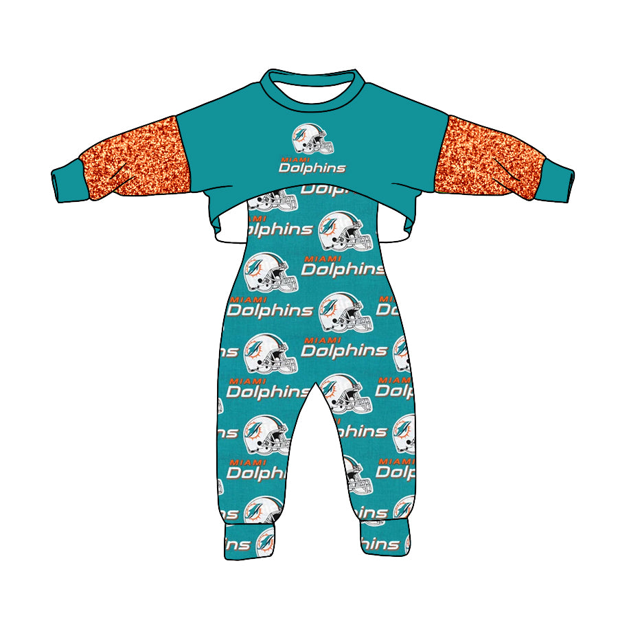 (Custom Design MOQ 5) Football Team's Girls Jumpsuits Clothes Set