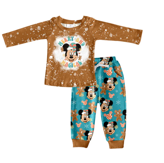 (Custom Design MOQ 5) Cartoon Mouse Boys Christmas Clothes Set