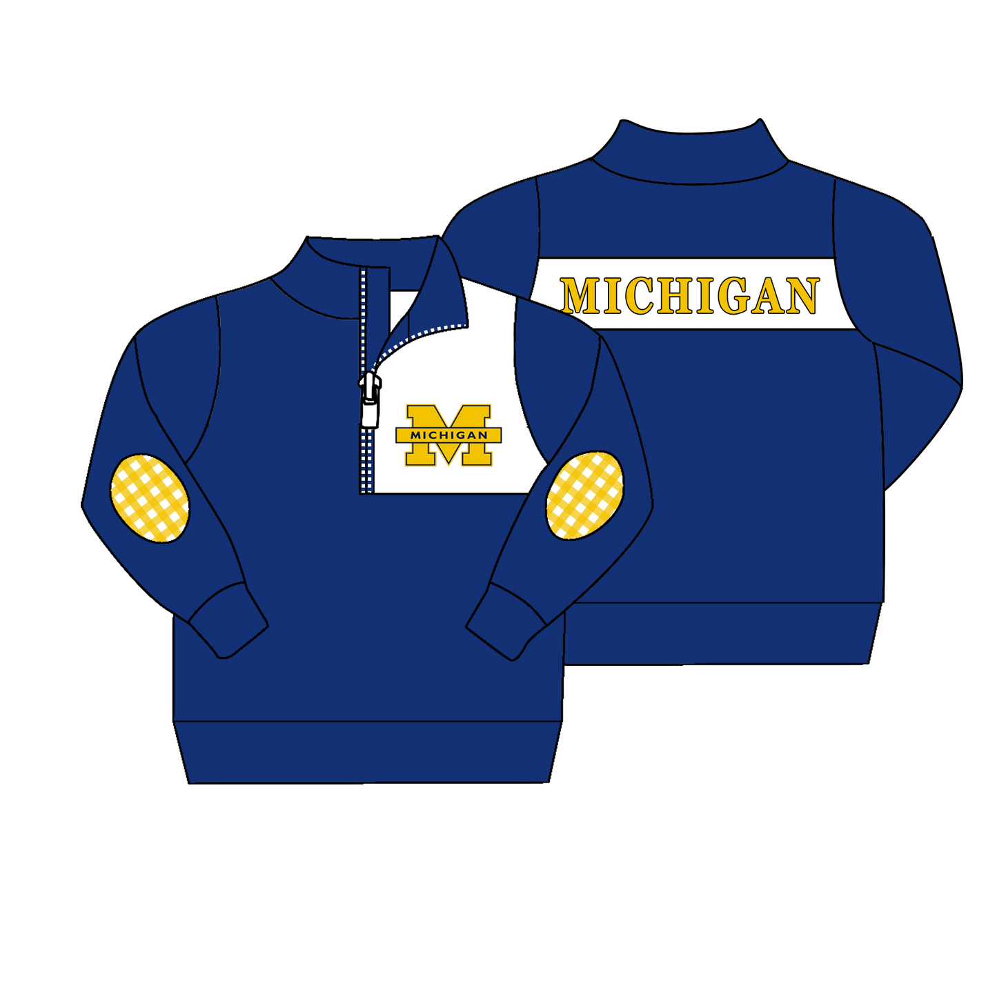 (Custom Design MOQ 5) Boys navy football team's long sleeve zipper pullover shirts