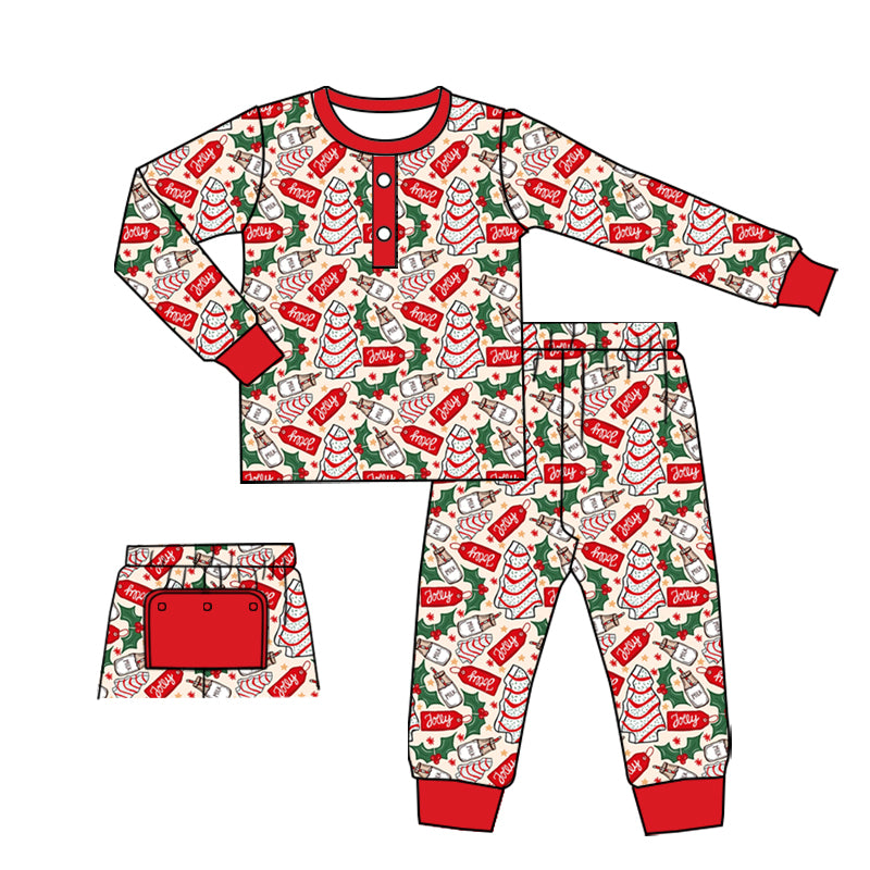 (Custom Design MOQ 5)  Christmas Little Debbie Cakes Boys Pajamas Clothes Set