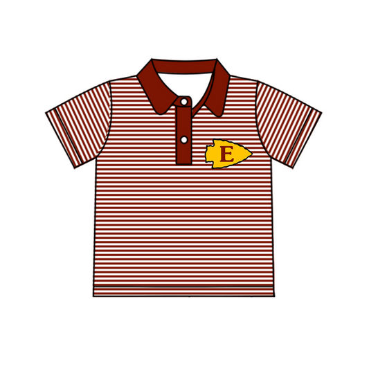 (Custom Design MOQ 5) Stripes Football Team's E Print Boys Polo Tee Shirts Top