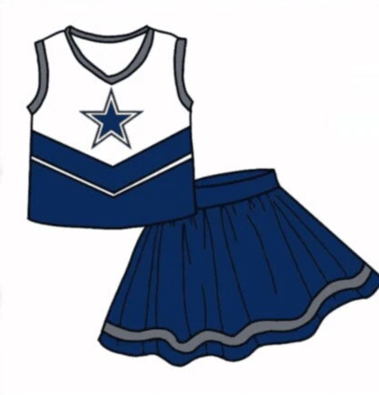 (Custom Design MOQ 5) Navy Football Team's Skirts With The Shorts Girls Clothes Sets