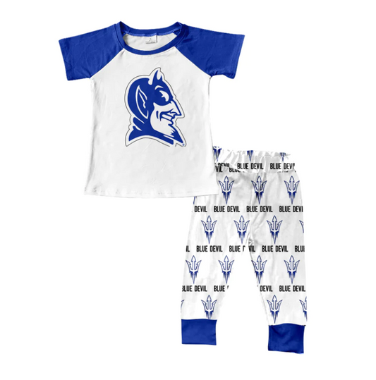 (Custom Design MOQ 5) Blue Football Team's Boys Clothes Set