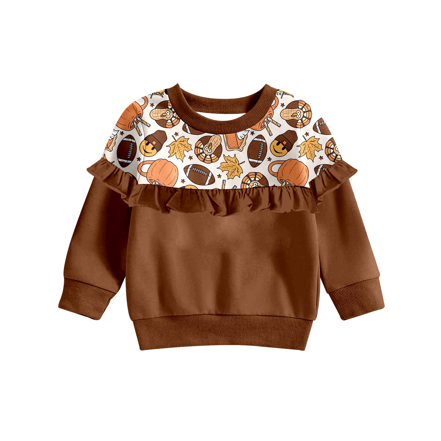 (Custom Design MOQ 5) Brown Turkey Football Girls Tee Shirts Top