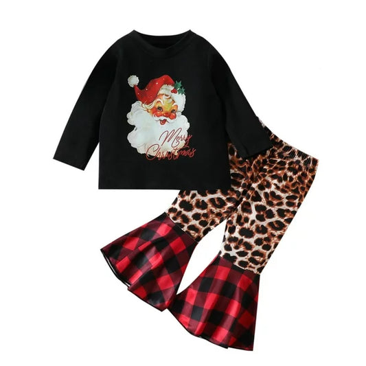 (Custom Design MOQ 5)Santa Girls Merry Christmas Clothes Set