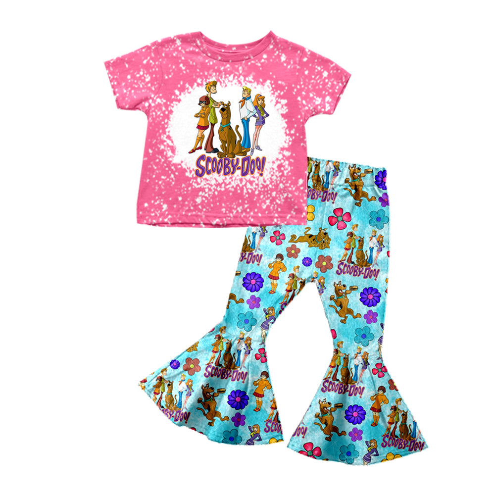 (Custom Design MOQ 5) Cartoon Dog Girls Bell Pants Clothes Set