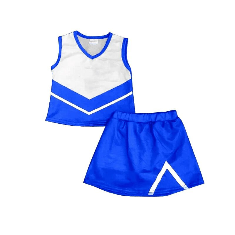 (Custom Design MOQ 5)Blue Football Cheer Team's Skirts With The Shorts Girls Clothes Sets