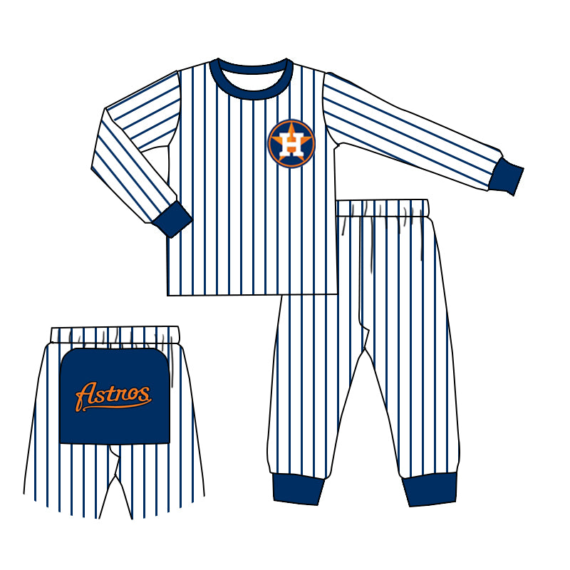 (Custom Design Preorder MOQ 5)Navy Football Team's Print Boys Pajamas Clothes Set