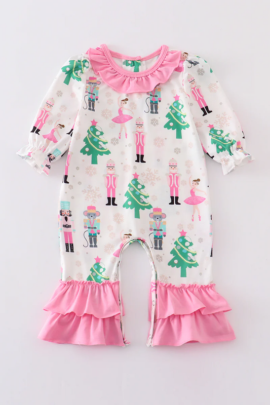 (Custom Design MOQ 5) Christmas Soldier Baby Girls Romper