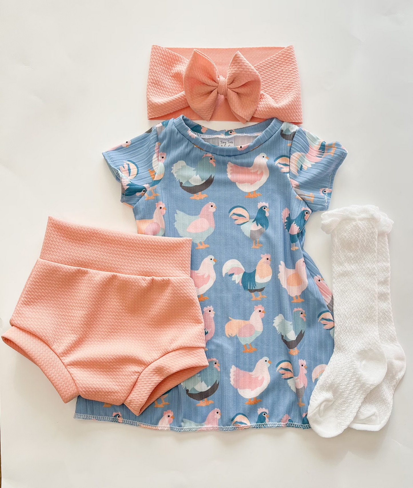 (Custom Design MOQ 5) Chicken Top Baby Girls Bummie Set