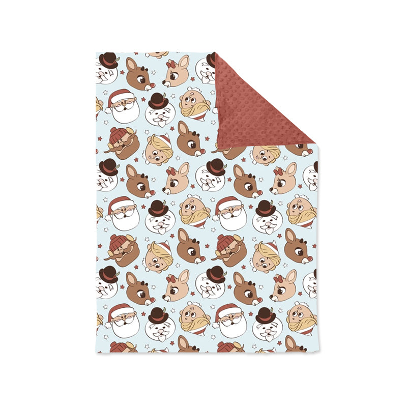 (Custom Design Preorder MOQ 5)Deer Christmas Santa print baby blanket