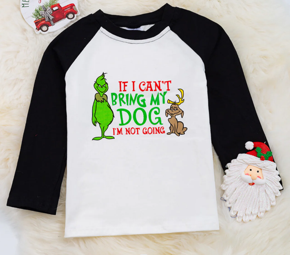 (Custom Design MOQ 5)Christmas Green Frog Print Kids Tee Shirts Top