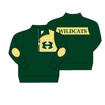 (Custom Design Preorder MOQ 5)Green H Football Team's Print Adult Zipper Pullover Shirts Top