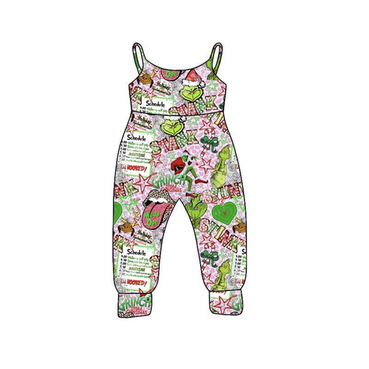 (Custom Design Preorder MOQ 5)Christmas Frog Print Girls Jumpsuits