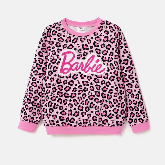 (Custom Design MOQ 5) Pink BA Leopard Print Girls Tee Shirts Top